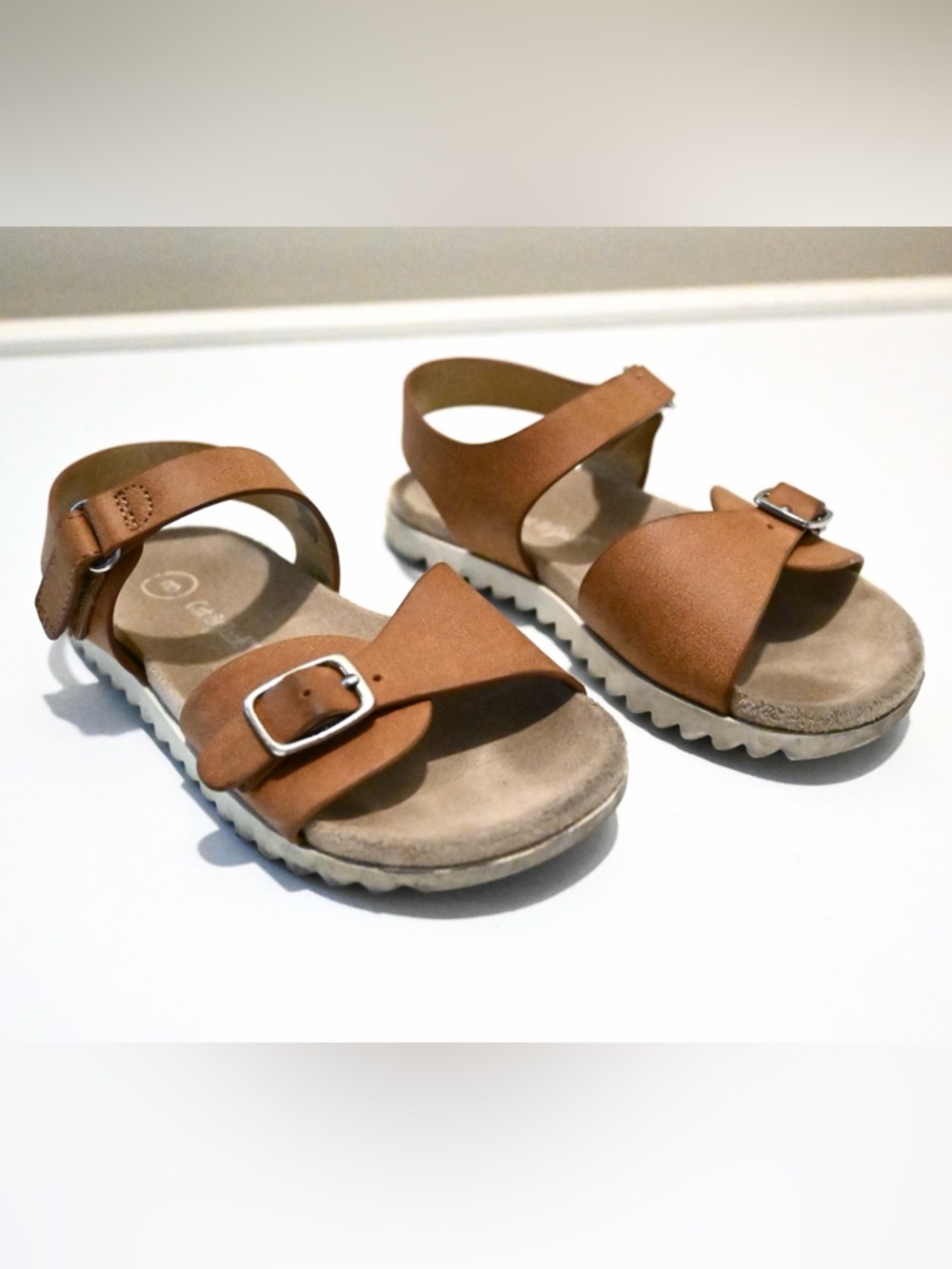 Little Girl's Brown Buckle Strap Sandals